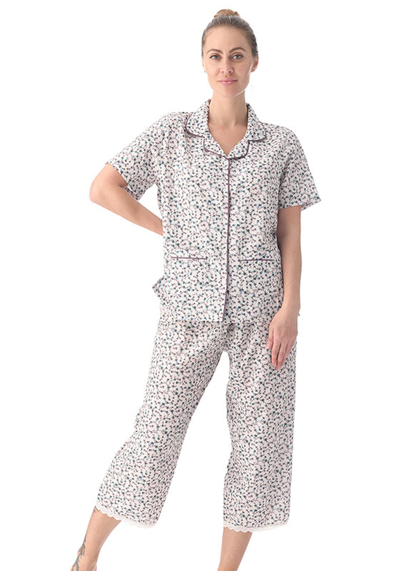 

Lacy Dreams Floral Printed Sleepwear Pyjama Set for Women, 14 UK, Multicolour