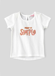 Jelliene Knit T-Shirt with Print for Girls, 12-18 Months, Cream