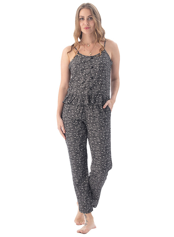 

Lacy Dreams Floral Printed Pyjama Set for Women, 10 UK, Black
