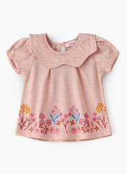 Jelliene Woven Top with Emb At Hem for Girls, 6-9 Months, Pink