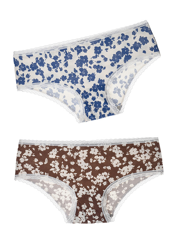 

Lacy Dreams Comfortable Lace Hipster, 2 Piece, Double Extra Large, White/Brown