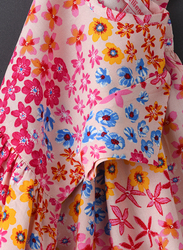 Jelliene Viscose Printed Dress for Girls, 6-9 Months, Multicolour
