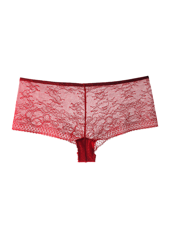 Lacy Dreams Comfortable Lace Hipster, Small, Red