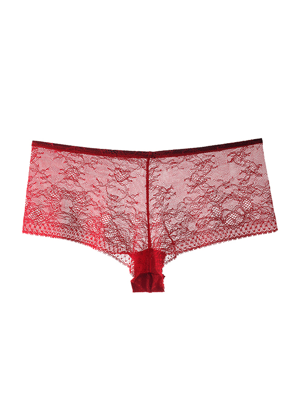 Lacy Dreams Comfortable Lace Hipster, Small, Red