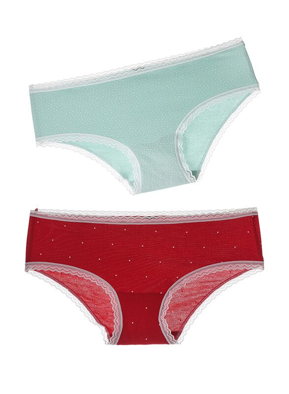 

Lacy Dreams Comfortable Lace Hipster, 2 Piece, Small, Red/Green