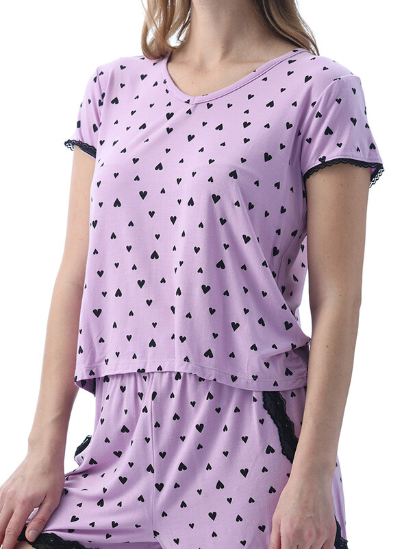 

Lacy Dreams Elegant and Comfortable Loungewear Top and Shorts Set, Double Extra Large, Lilac