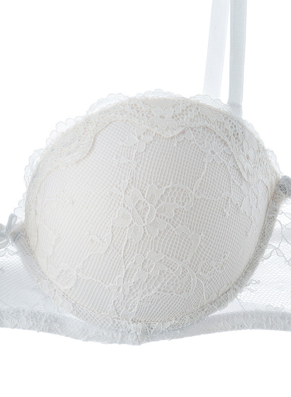 Lacy Dreams Casual Multiway Push-up Lace Bra, 32C, Off White