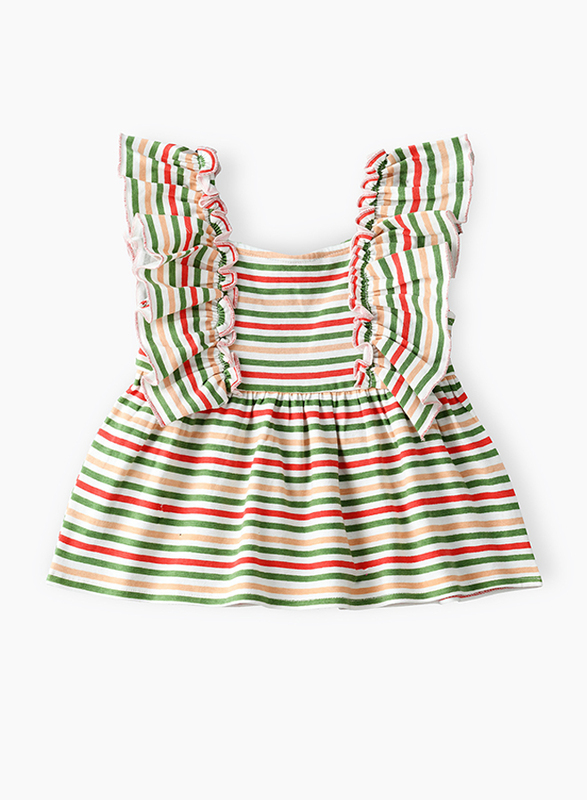 Jelliene Knit Top with Multi Stripes for Girls, 9-12 Months, Multicolour