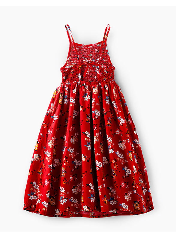 Jelliene Viscose Knit Printed Dress for Girls, 13-14 Years, Red