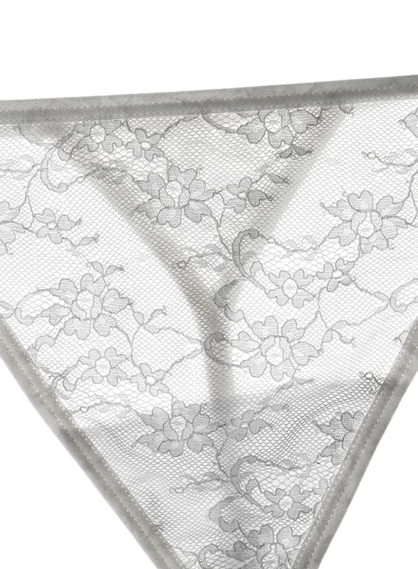 Lacy Dreams Comfortable Lace Thong, Small, Off White