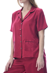 Lacy Dreams Elegant and Comfortable Sleepwear Top and Pyjama Set, Medium, Maroon