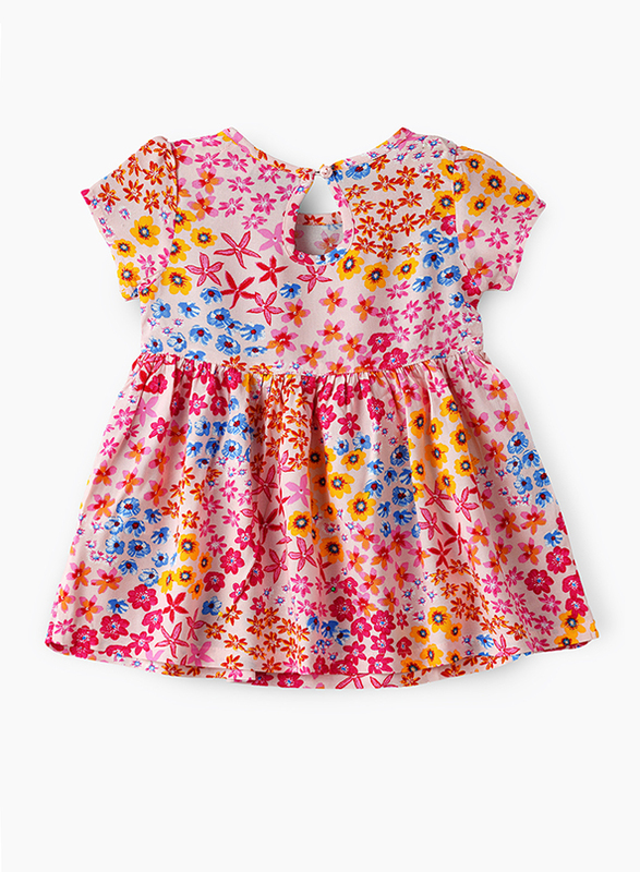 Jelliene Viscose Printed Dress for Girls, 6-9 Months, Multicolour
