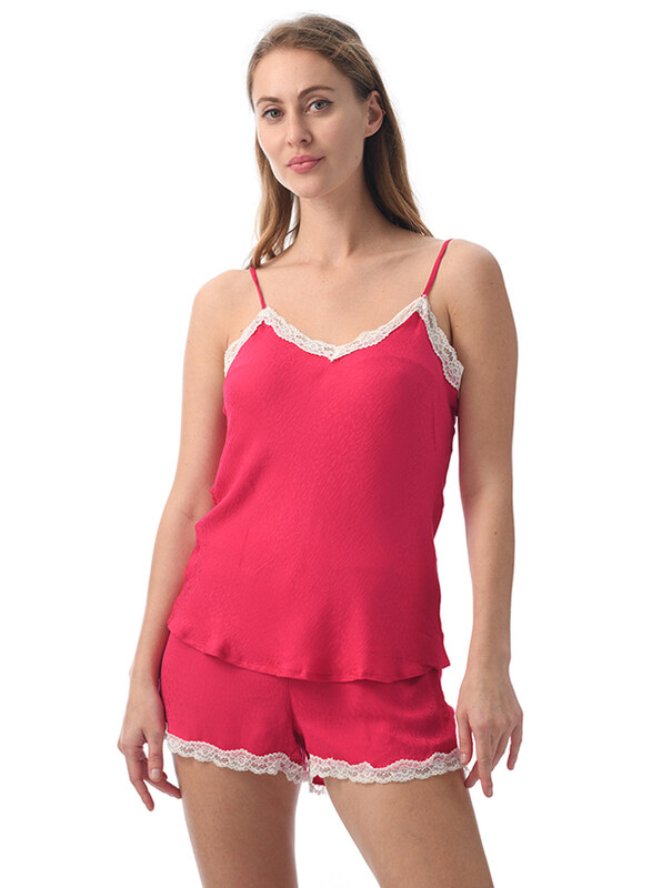 

Lacy Dreams Elegant and Comfortable Sleepwear Cami and Shorts Set, Double Extra Large, Fuschia Pink