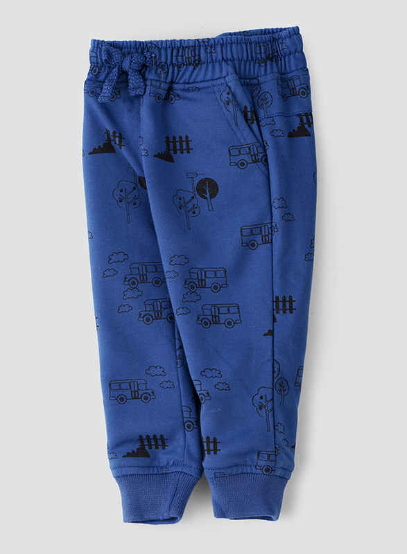 Jam Knit Printed Jogger with Drawcord for Boys, 9-12 Months, Blue