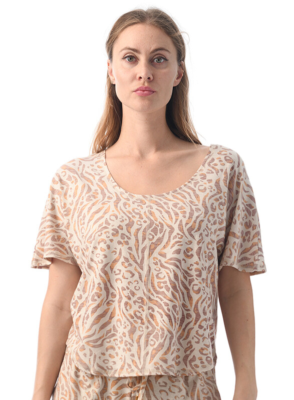 

Lacy Dreams Elegant and Comfortable Loungewear Top, Medium, Beige