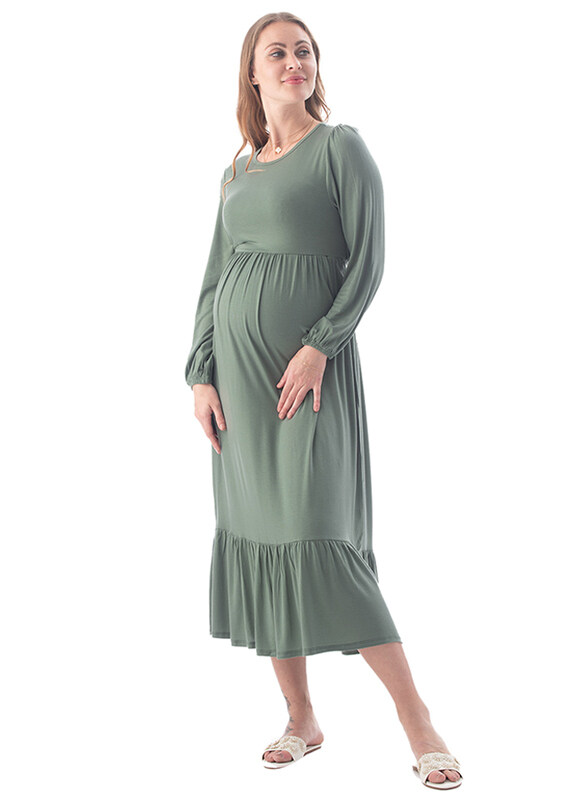 

Lacy Dreams Maternity Dress, 14 UK, Olive