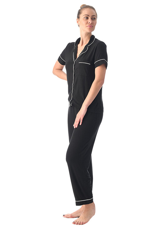 

Lacy Dreams Solid Sleepwear Pyjama Set for Women, 14 UK, Black