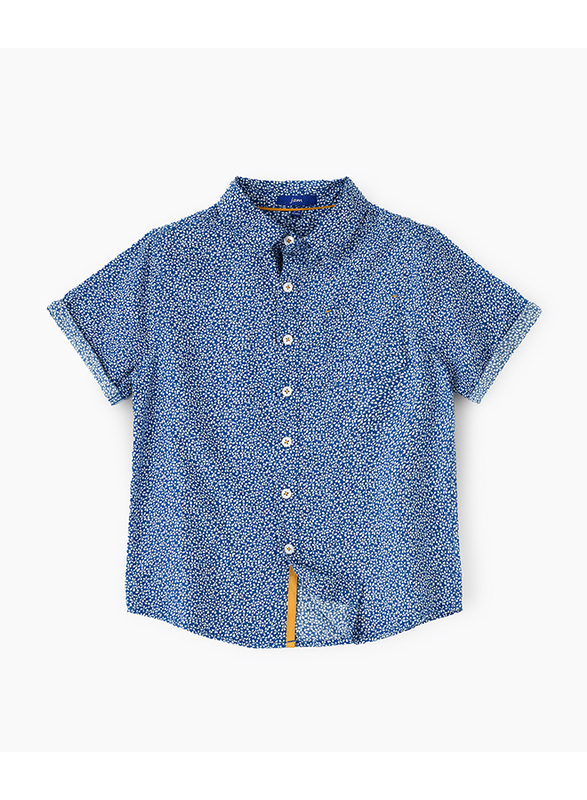 Jam Cotton Short Sleeve Woven Shirt for Boys, 9-10 Years, Blue