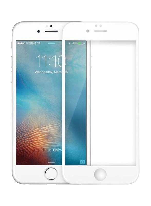 Apple iPhone 6 Plus Mobile Phone 2.5D Silk Print Tempered Glass Screen Protector, Clear/White