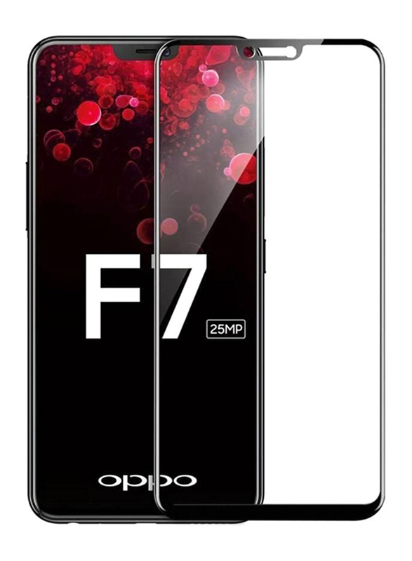Oppo F7 Mobile Phone 5D Tempered Glass Screen Protector, Clear/Black