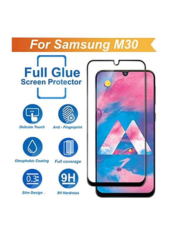 Samsung Galaxy M30 Mobile Phone Tempered Glass Screen Protector, Black/Clear