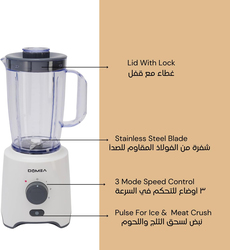 Domea 2-in-1 Blender with 1.6L Jar, 650W, KB125T, White