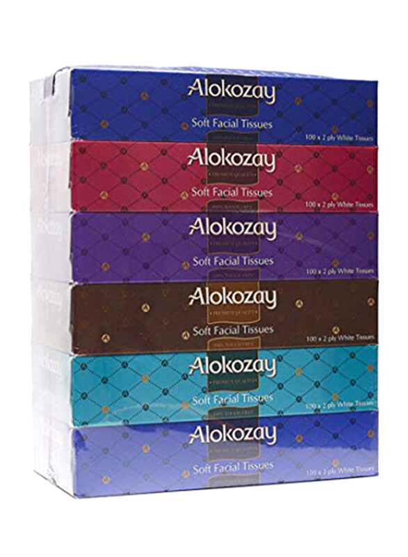 

Alokozay Soft Facial Tissues, 100 Sheets x 2 Ply, Pack of 6 Boxes