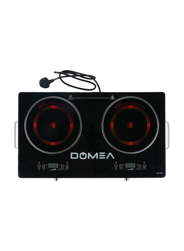 Domea Double Burner Infrared Cooktop with 4 Preset Fuctions, 1800W + 1800W, KC145, Black