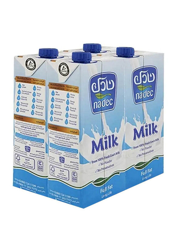 

Nadec Full Fat Long Life Milk, 4 x 1 Litre