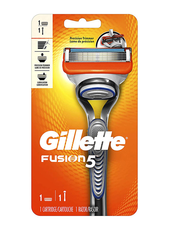 Gillette Fusion 5 Razor 1 Razor Handle with 2 Blade Refills, 3 Pieces, Multicolour