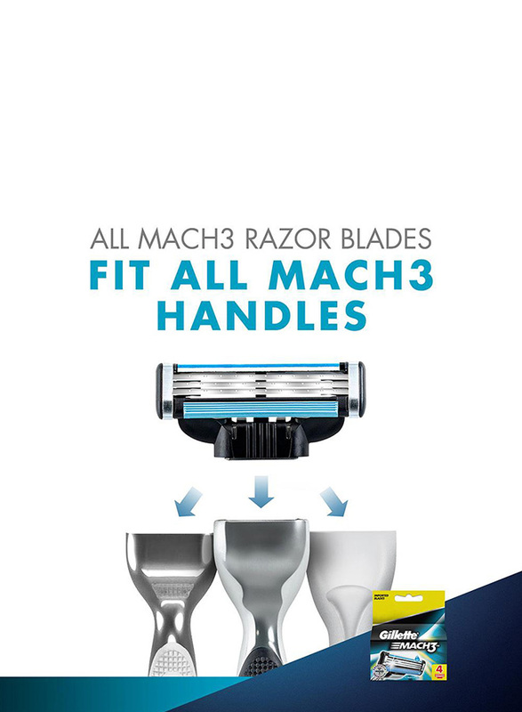 Gillette Mach3 Turbo Refills Razor Blade, 4 Pieces, Multicolour