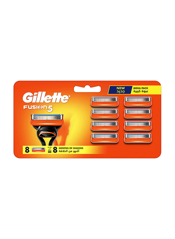 Gillette Fusion Men Manual Shaving Razor Blades, 8 Pieces, Multicolour