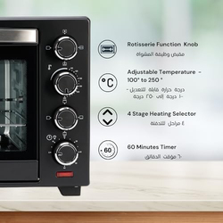 Domea 40L Electric Toaster Oven, 1600W, KO124, Black