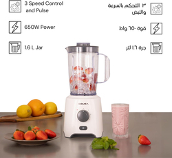 Domea 2-in-1 Blender with 1.6L Jar, 650W, KB125T, White