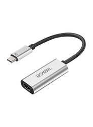 Mowsil 5-in-1 USB-C 4K HDMI and FHD VGA Dual Video Output Type-C Hub with 100W Power Delivery, Gigabit Ethernet, 3 USB 3.0 Ports, USB C to 3.5mm, SD/TF Slot for MacBook Pro/Air 2023/HP, Grey