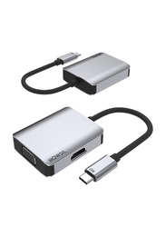 Mowsil 2-in-1 Display Adapter Cable, USB Type-C 3.1 Male to HDMI/VGA for Type-C Supported Devices, Silver/Black