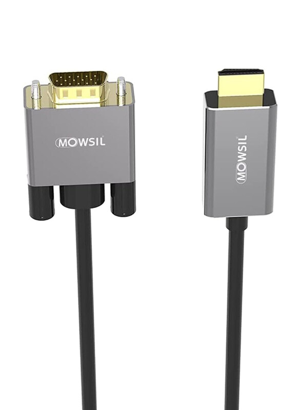 

Mowsil 2-Meter HDMI Cable, HDMI Male to VGA Male for Computer/Desktop/Laptop/PC/Monitor/Projector/HDTV/Chromebook/Raspberry Pi/Roku/Xbox, Grey/Black