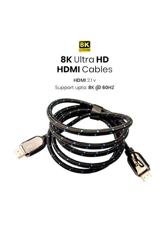 Mowsil 1.8-Meter 8K Ultra HD HDMI Cable, HDMI Male to HDMI for HDMI Devices, Black