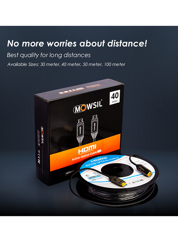 Mowsil 50-Meter 4K AOC HDMI Cable, HDMI Male to HDMI for HDMI Devices, Black