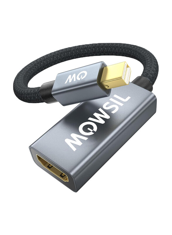 

Mowsil Mini HDMI Adapter, Mini DP Male to DP Female for iMac/Laptop/Mac Mini/Monitor/HDTV/Projector, Grey
