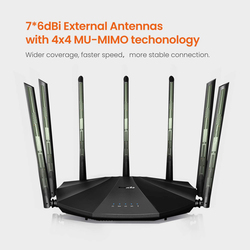 Tenda AC2100 Smart Dual Band Gigabit Wi-Fi Router, AC23, Black
