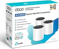 TP-Link AX3000 Whole Home Mesh Wi-Fi 6 System (Router/AP Mode), HomeShield (Parental Controls, Antivirus, QoS, Reports), Alexa Supported- 3 Pack