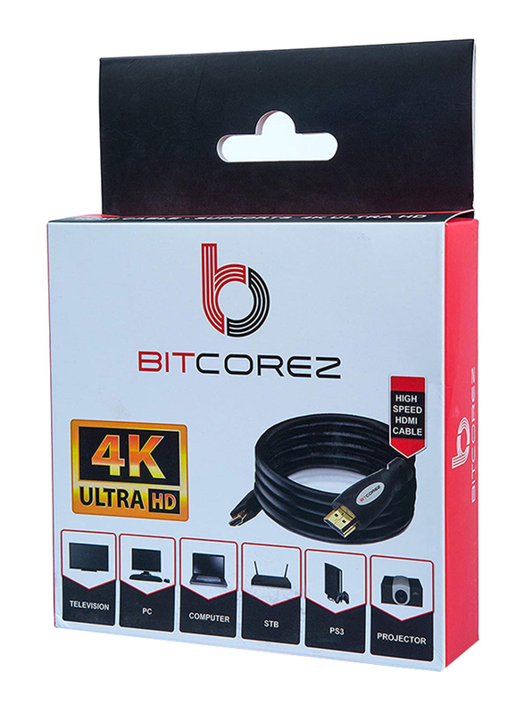 بيتكورز كابل HDMI نحاسي بطول 5 متر ، HDMI ذكر إلى HDMI ، يدعم 3D و 4 كيه مطلي بالذهب ، AHDMIP5BK ، أسود