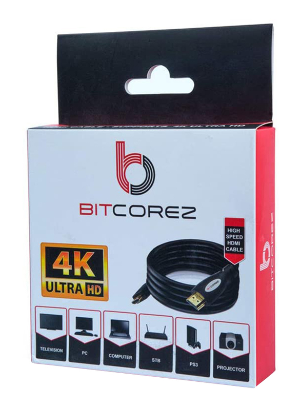 Bitcorez 1-Meter HDMI Copper Cable, HDMI Male to HDMI, Support 3D and 4K Gold Plated, AHDMIP1BK, Black