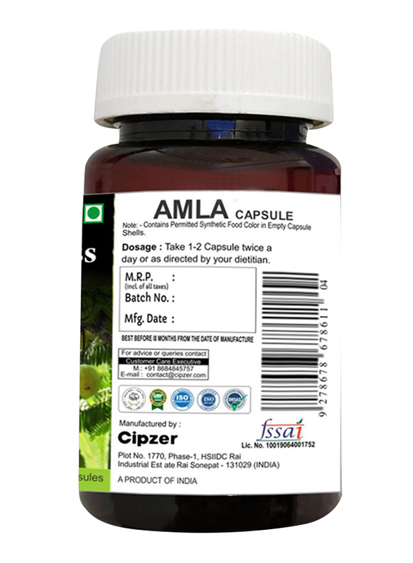 Cipzer Amla Dietary Supplement, 500mg, 60 Capsules