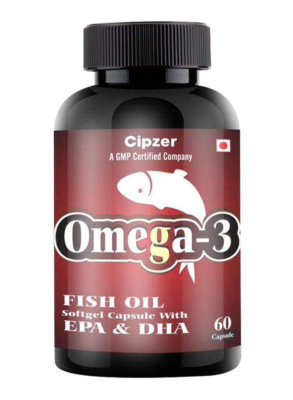 Cipzer Omega 3 Fish Oil Softgel Capsules, 1000mg, 60 Capsules