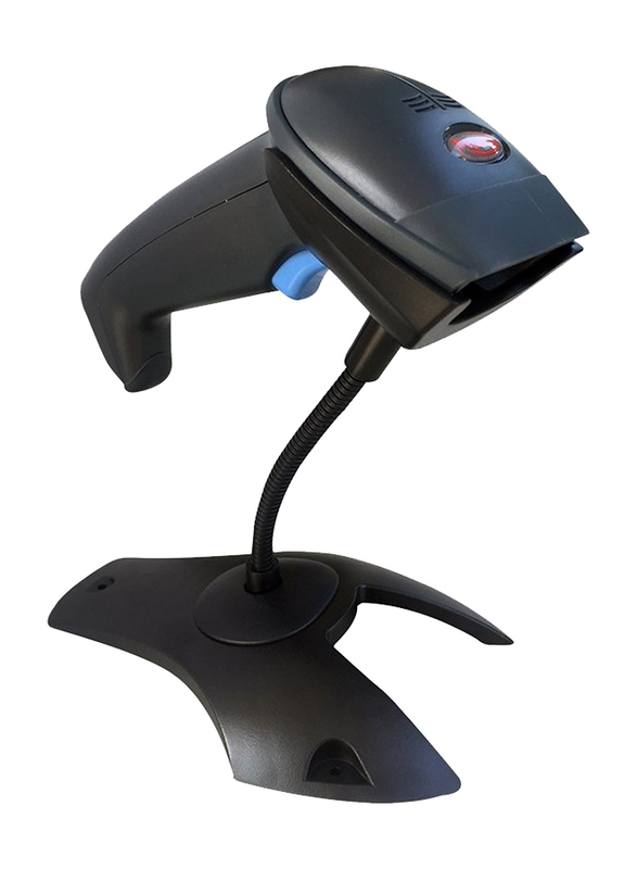 Pegasus PS-1146 Wired 1D Barcode Scanner With Stand, Black