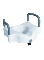 Media6 Raised Toilet Seat With Lock and Handle, White