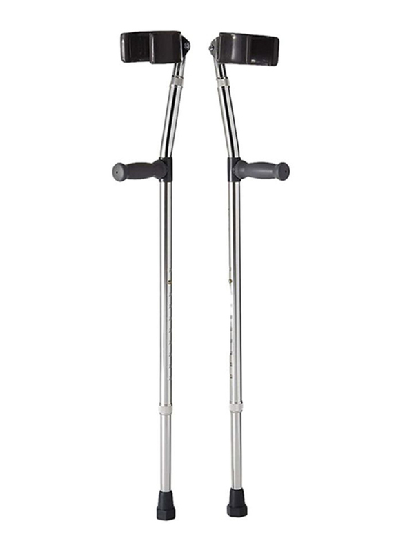Media6 2-Piece Forearm Crutch Set, B00083DFOW, Silver/Black