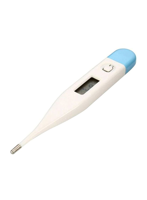 Media6 Electronic Digital Thermometer with LCD Backlight Display, White/Blue